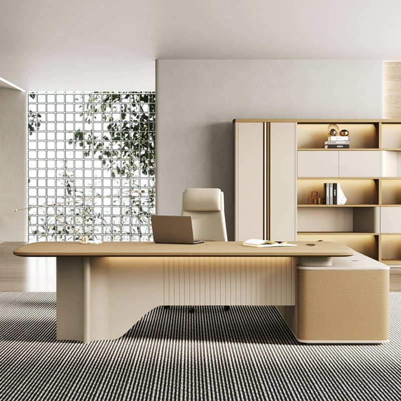 Luxury Minimalist Executive Desk With Creative Geometric Legs And Integrated Storage LBZ-2173