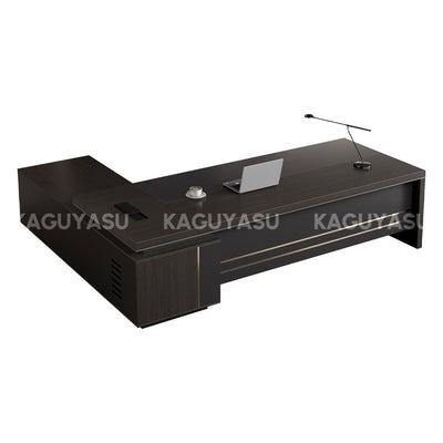 Contemporary Stylish L-Shaped Executive Desk with Side Storage Cabinet for Manager LBZ-605