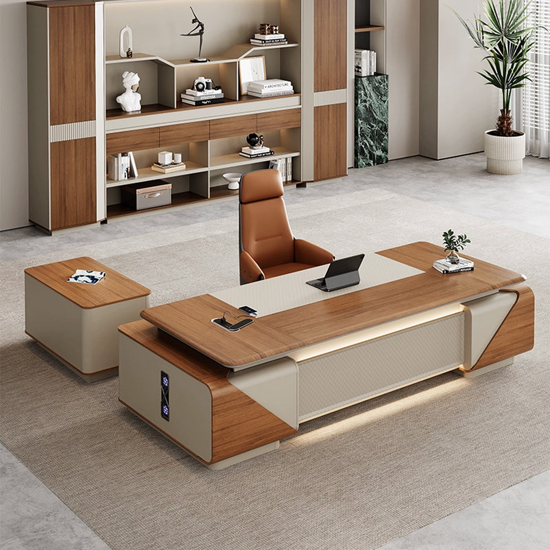 Modern Elegant Premium Executive Desk With Ambient Lighting And Smart Storage LBZ-2164