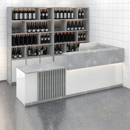 Retail Reception Desk 39-118 in Wide with Keyboard Tray, Lockable & File Drawers