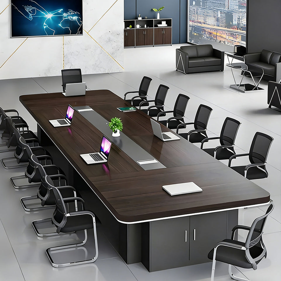 Sleek Eco-Friendly Conference Table with Cable Management and Spacious Storage for Modern Offices HYZ-2109