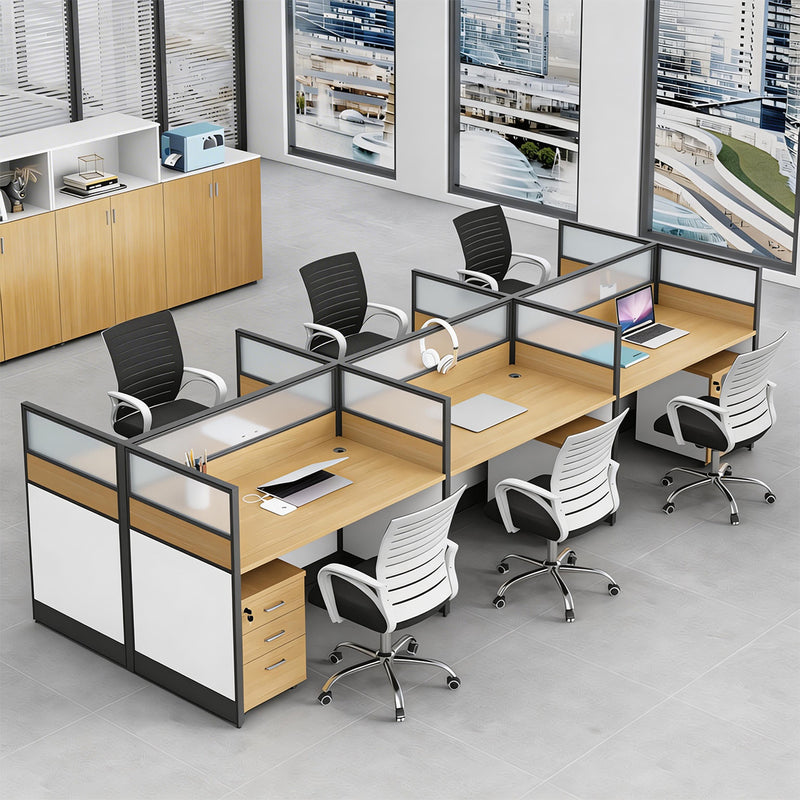 Office Workstation Desk with Privacy Panel and Mobile Storage