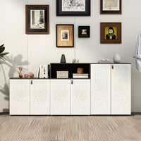 Sleek Lockable Metal Wood Cabinet for Office Storage, Adjustable Shelves, Durable Steel Doors, Spacious Partitioned Organizer CWG-2173