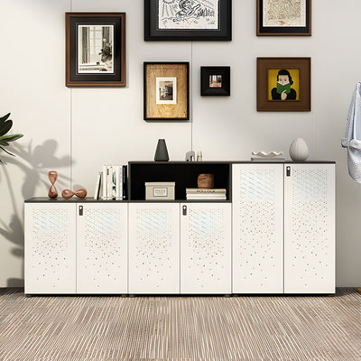 Sleek Lockable Metal Wood Cabinet for Office Storage, Adjustable Shelves, Durable Steel Doors, Spacious Partitioned Organizer CWG-2173