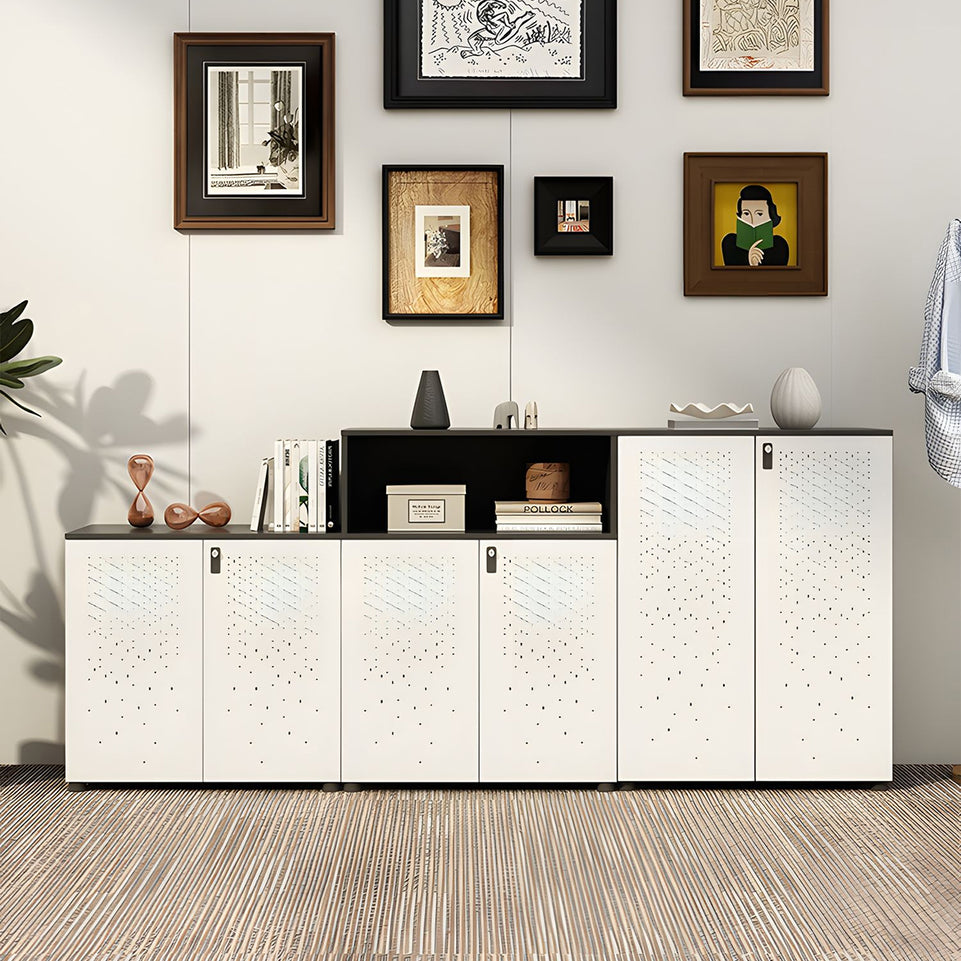 Sleek Lockable Metal Wood Cabinet for Office Storage, Adjustable Shelves, Durable Steel Doors, Spacious Partitioned Organizer CWG-2173