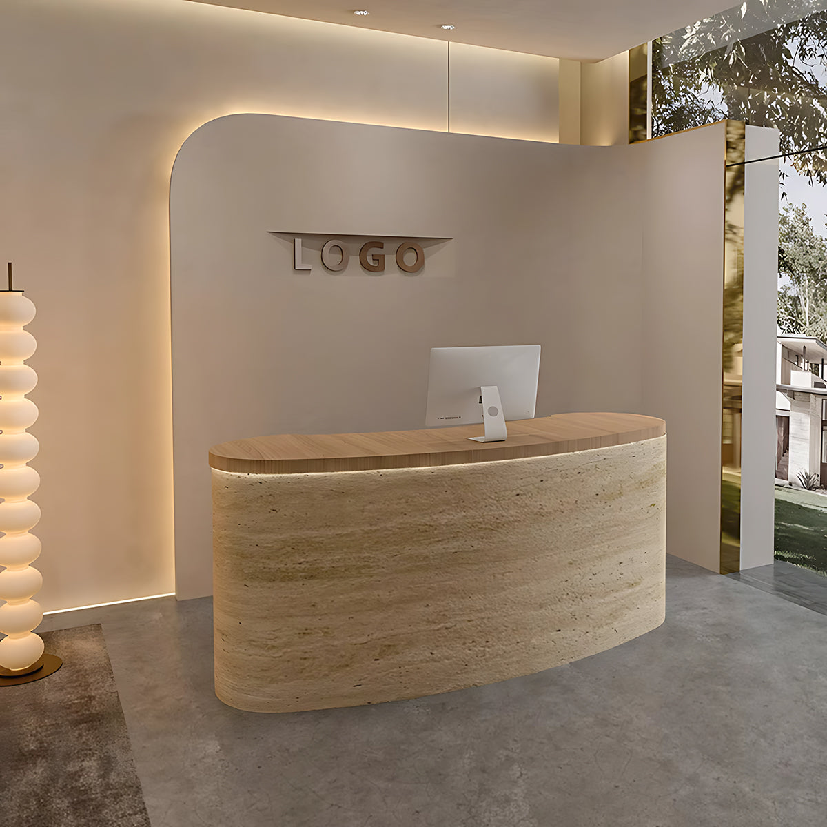 Curved Reception Desk for Salon