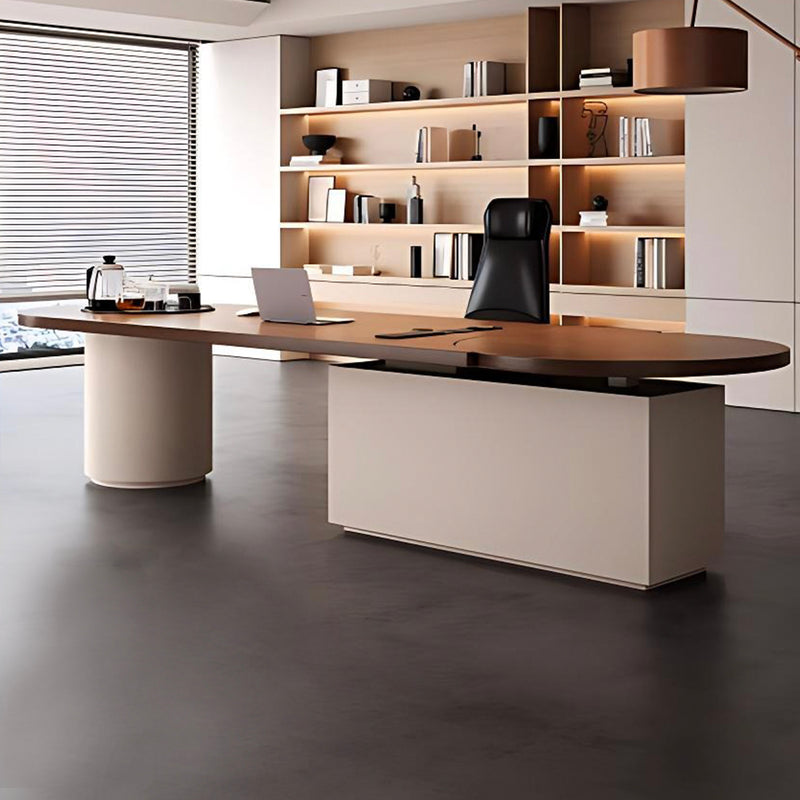 Executive Desk 87-157 in Wide with Built-In Outlets, Wireless Charging & Cable Management