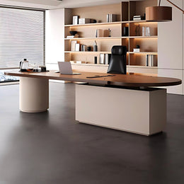 Executive Desk 87-157 in Wide with Built-In Outlets, Wireless Charging & Cable Management