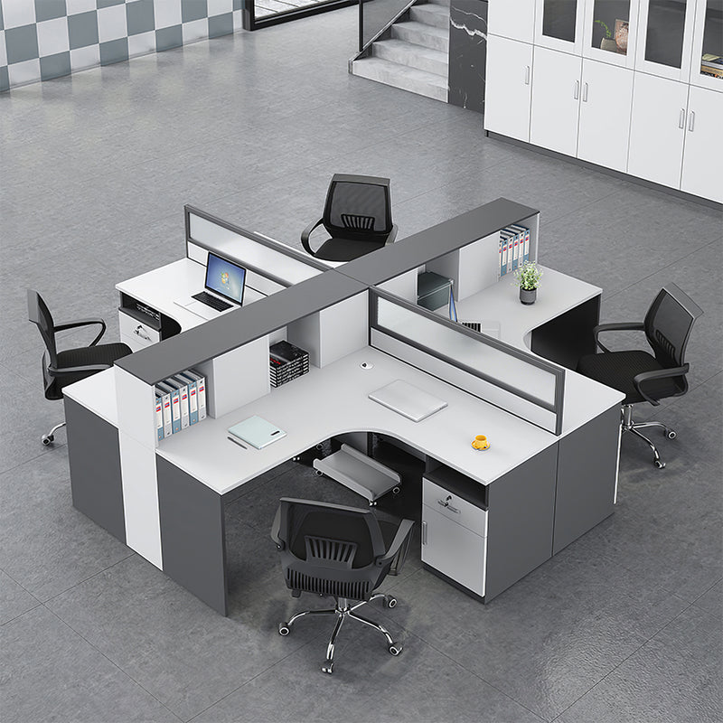 Modular Office Workstation with Privacy Panels and Cable Management