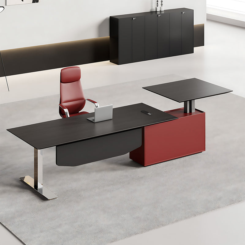 Executive Desk 94-126 in Wide with Built-In Outlets, Wireless Charging & Cable Management