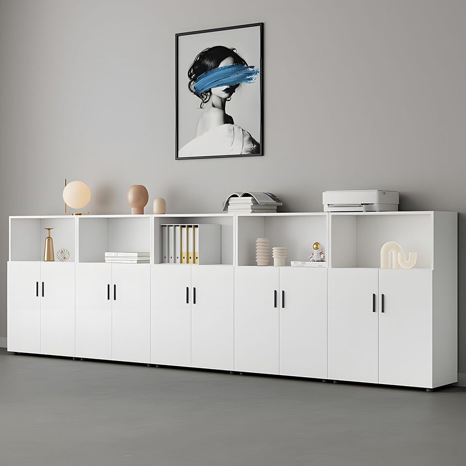 Modern Office Cabinet with Ample Storage, Wooden Floor-Standing Cabinet, Partitioned Storage, Quiet Hinges, and Sleek Aluminum Handles CWG-2174