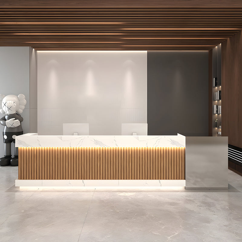 Salon Reception Desk 59-197 in Wide with Keyboard Tray, Lockable & Solid Wood for Salon