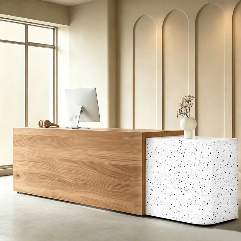 Modern Stylish Dual-tone Reception Desk with Ample Storage for Offices & Retail Spaces JDT-2357