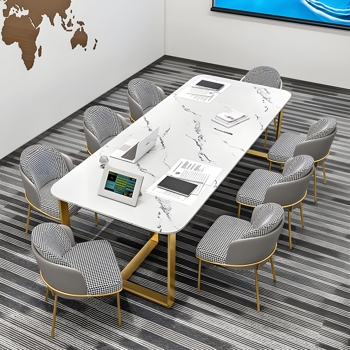 White Marble Conference Table Fashion Table Elevate Your Workspace HYZ-1023
