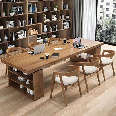 Elegant Solid Wood Conference Table with Thickened Top and Side Storage for Offices, Studios, and Home Workspaces HYZ-2107