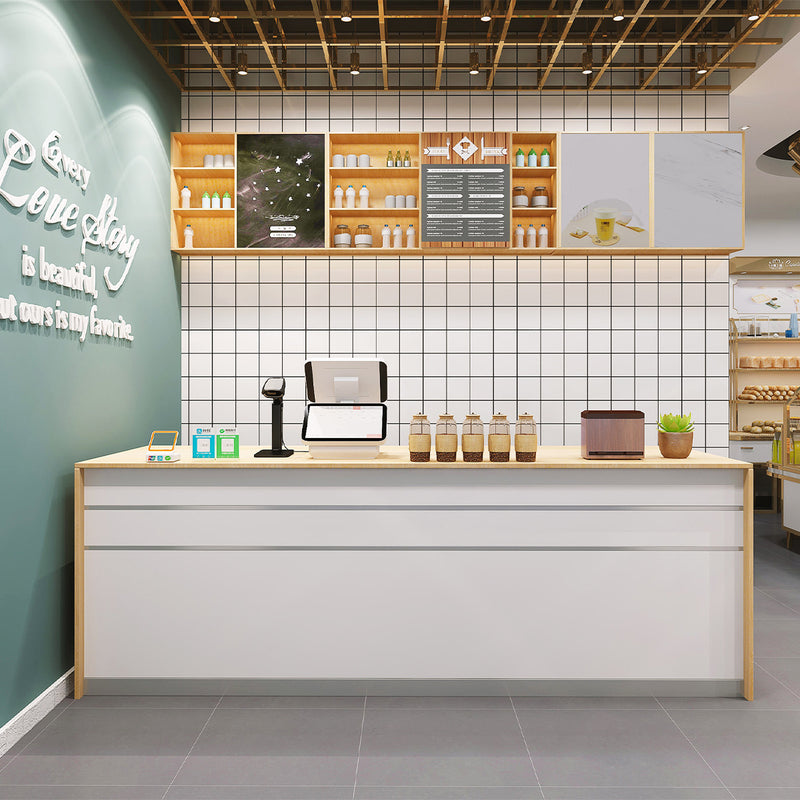 Solid Wood Reception Counter For Small Shops And Cafes, Durable Commercial Front Desk JDT-020