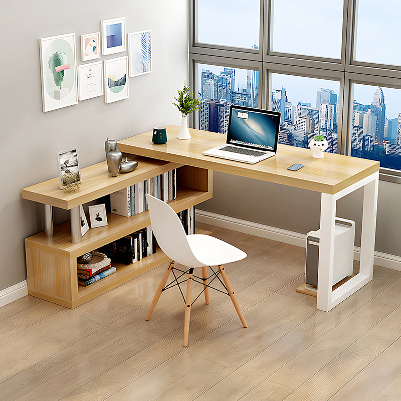 Modern Glass Top Office Desk with Side Storage