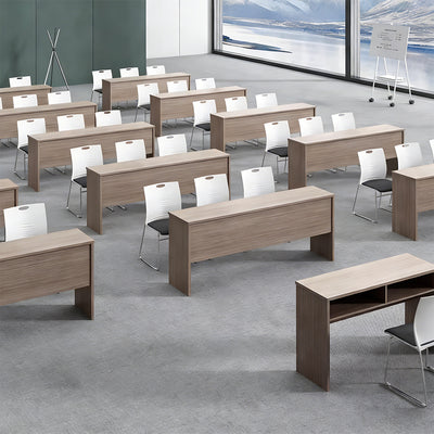 Refined Elegant Solid Wood Conference Table with Open Storage and Privacy Panels for Offices and Meeting Rooms HYZ-2110