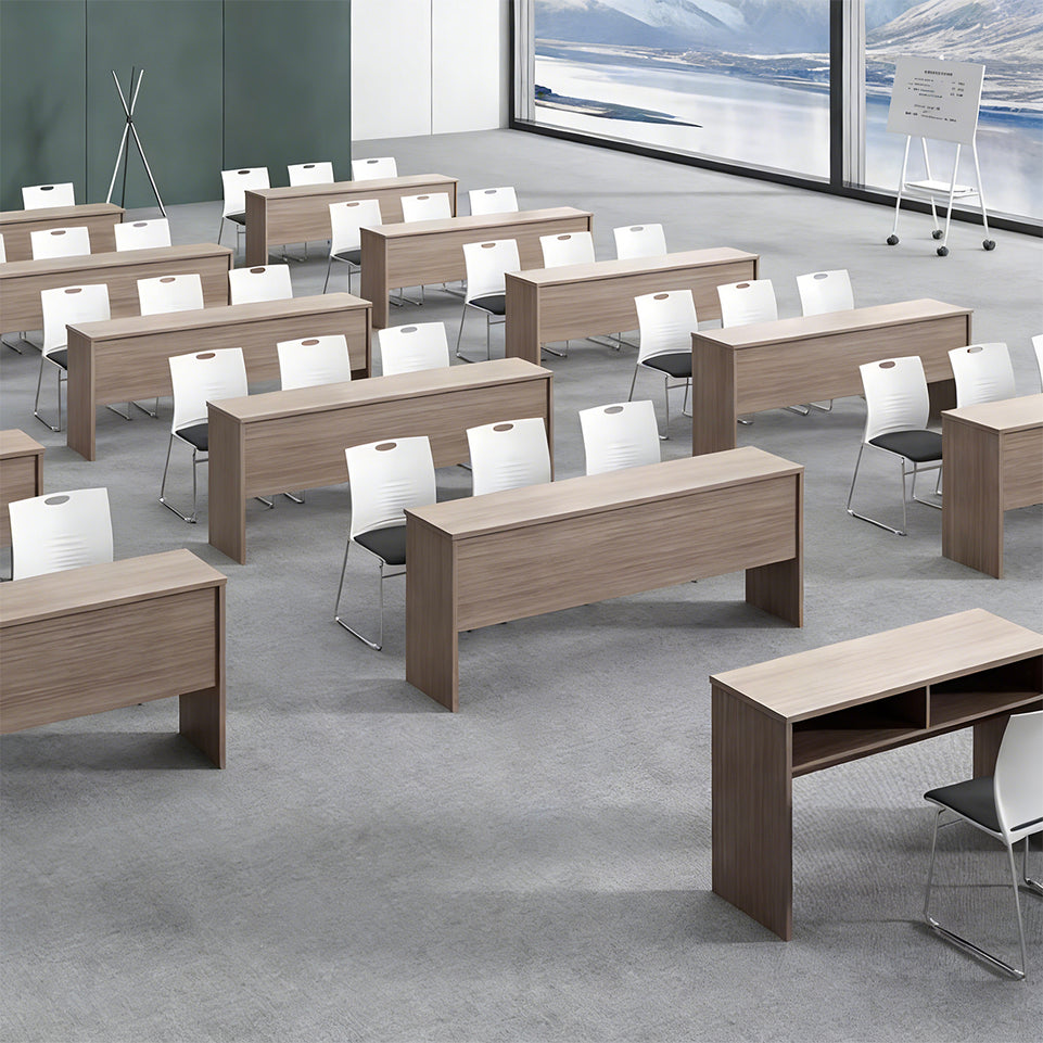 Refined Elegant Solid Wood Conference Table with Open Storage and Privacy Panels for Offices and Meeting Rooms HYZ-2110