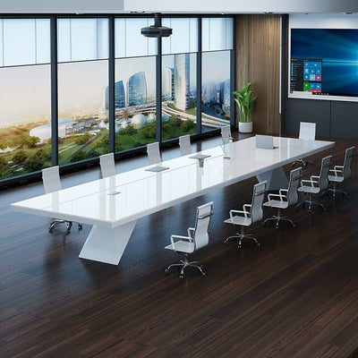 Glossy Painted Conference Table With Curved Legs And Reinforced Desktop For Office Meetings And Training HYZ-2049