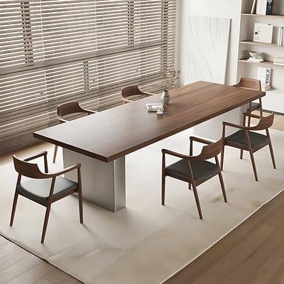 Team Boardroom Table Furniture Stylish Furniture Conference Table Quality Thick Panel Sturdy Wood Grain Rectangular Wide HYZ-1028