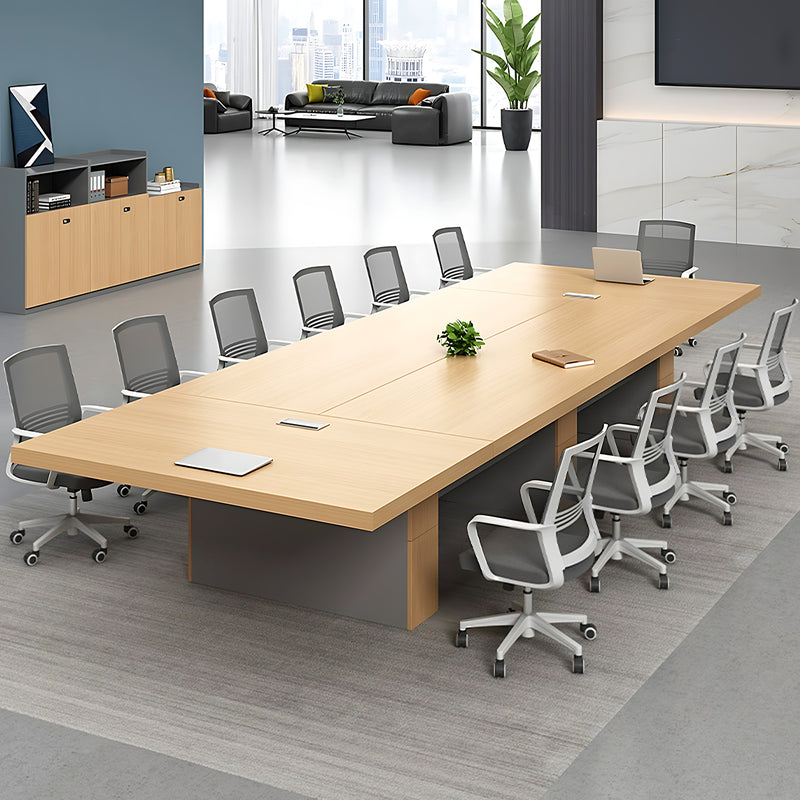 Contemporary Conference Table And Chair Set With Cable Management And Thickened Legs HYZ-2037