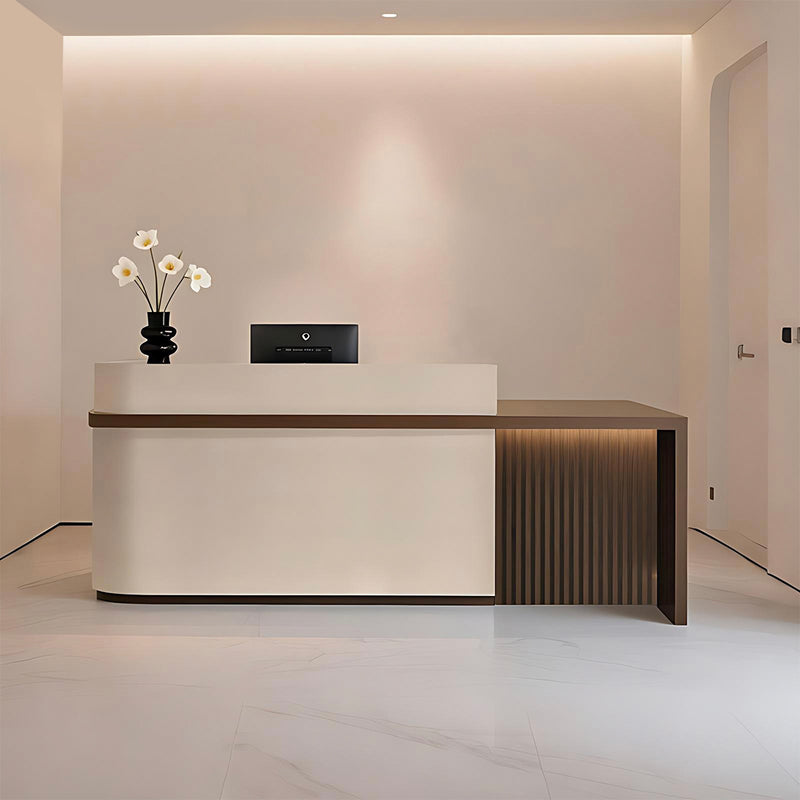 Curved Reception Desk 47-157 in Wide with Transaction Counter for Salon