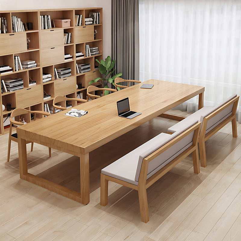 Modern Rectangular Solid Wood Conference Table for Meeting Room