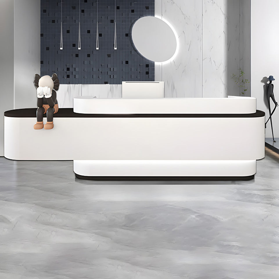 Unique Design Straight Reception Desk with Storageand Custom Logo for Salons JDT-086