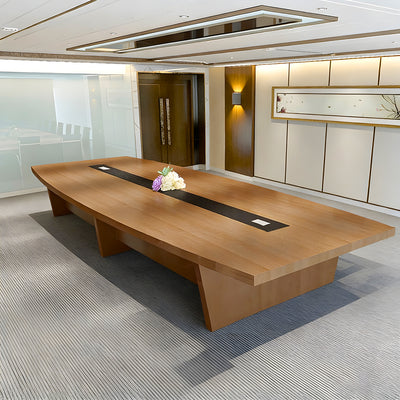 Boat-Shaped Conference Table 197 in Wide (16.4 ft) with Cable Management for Meeting Room