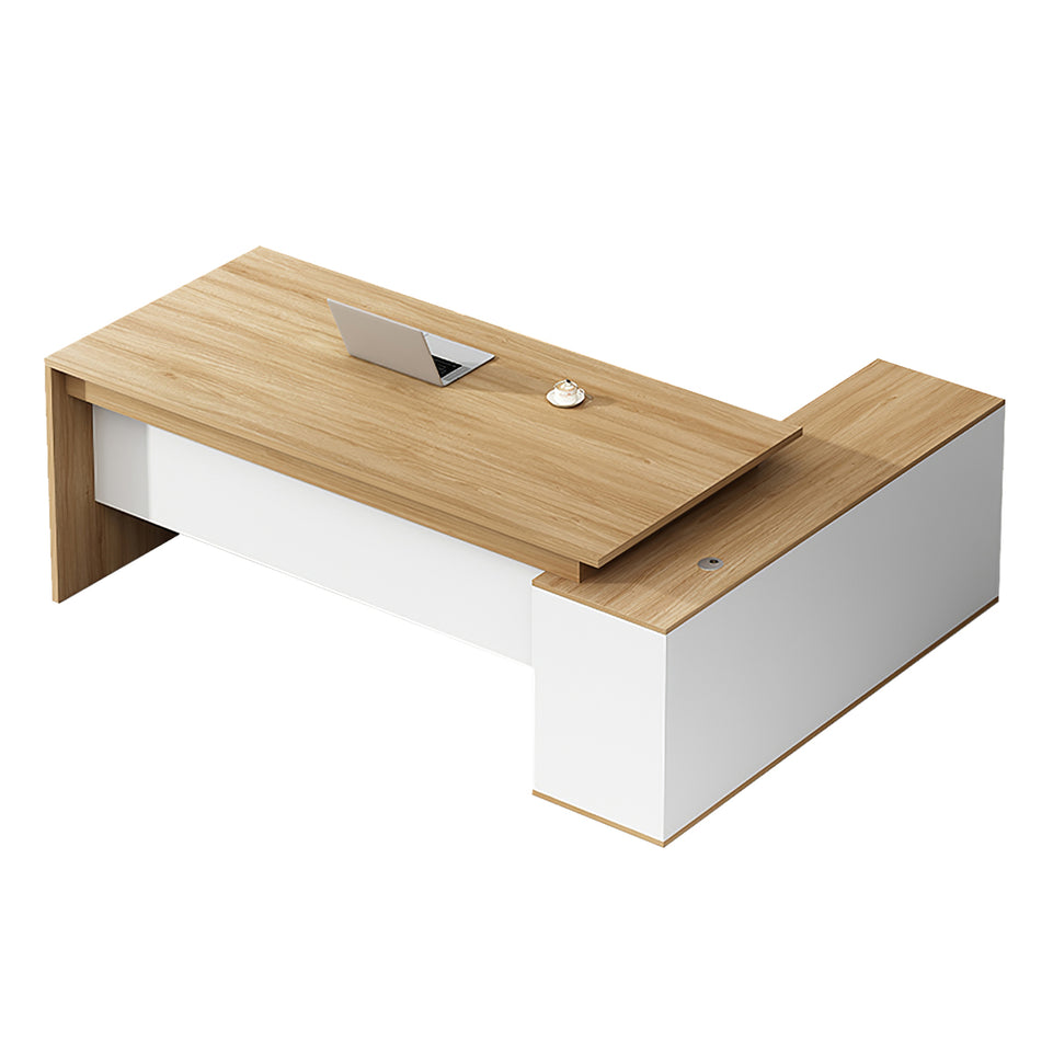 Modern L-Shaped Executive Desk with Side Storage Cabinet LBZ-2139