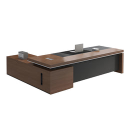 Modern Executive Desk with Cable Management, Side Storage & Lumbar Support for Home Office