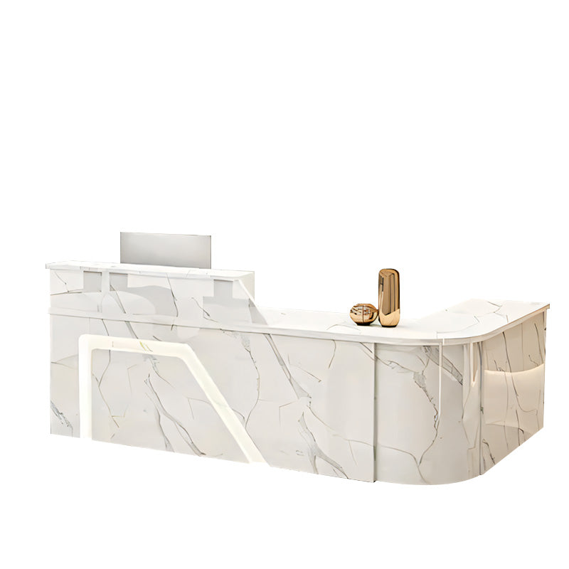 Jigsaw Design L-Shaped Reception Desk with Keyboard Tray and Drawers for Small Supermarkets JDT-1024