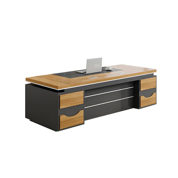 L-Shaped Executive Desk with Cable Management, Side Storage & Lumbar Support