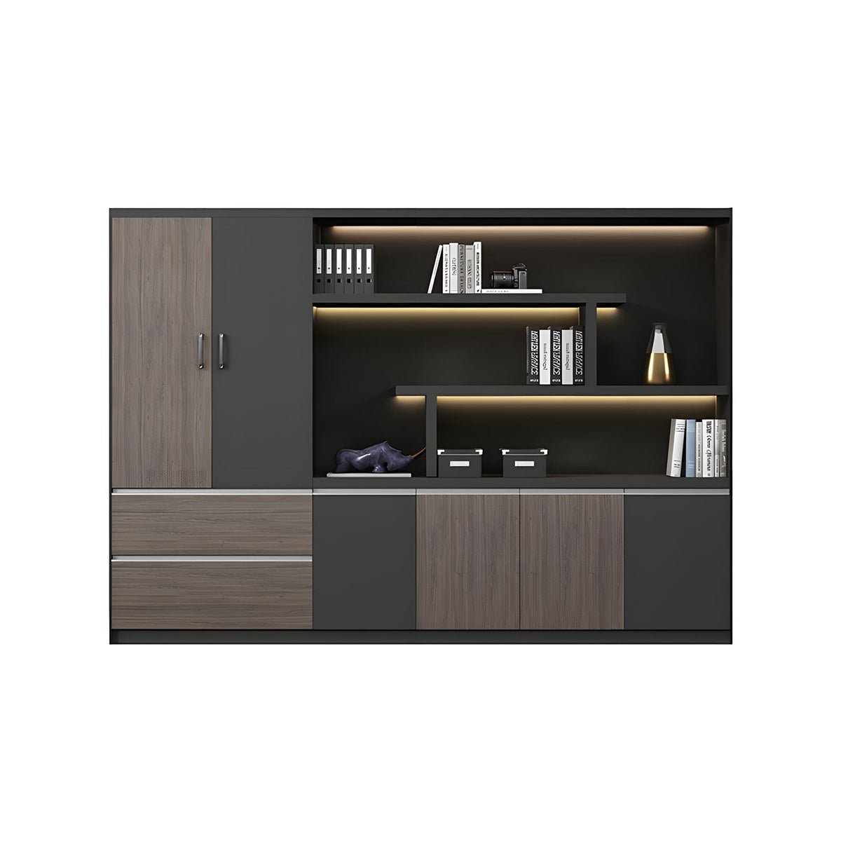 Premium Wooden Executive Lockable Cabinet, Modern Office Storage Cabinet, Background Storage and Archive Bookcase WJG-2169