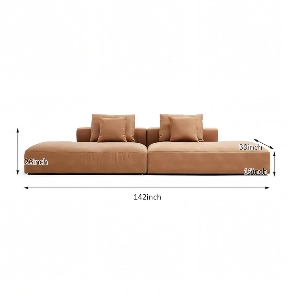 Italian Minimalist Tech Cloth Sectional Sofa Brown Chaise Lounge BSF-2005