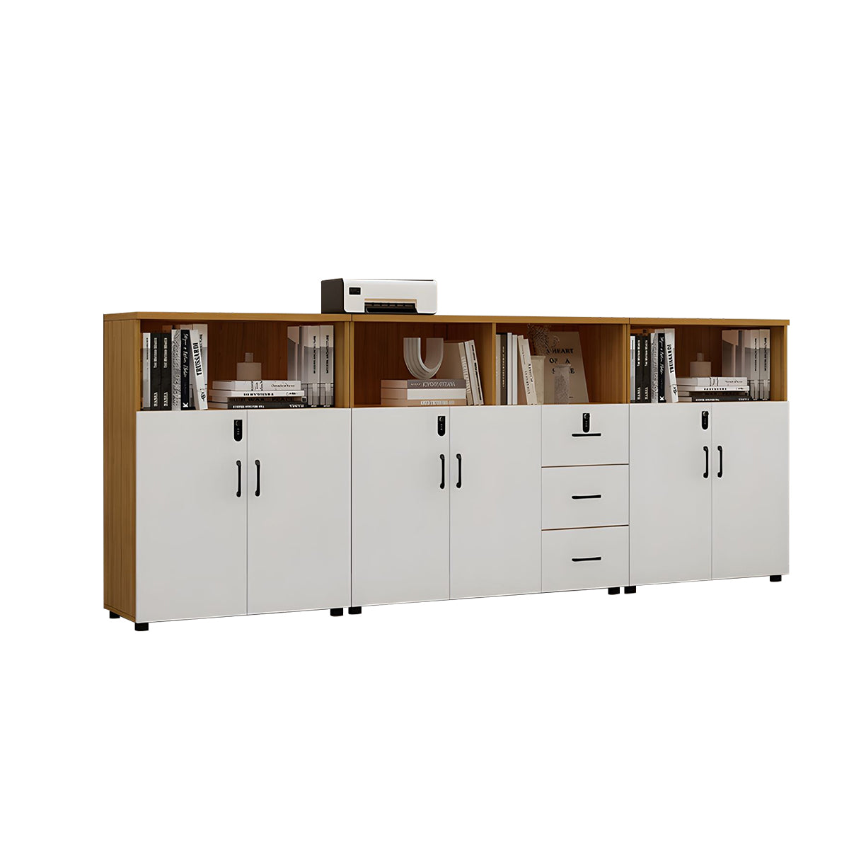 Stylish Lockable Wooden File Cabinet with Multi-Compartment Storage for Workspace CWG-2164