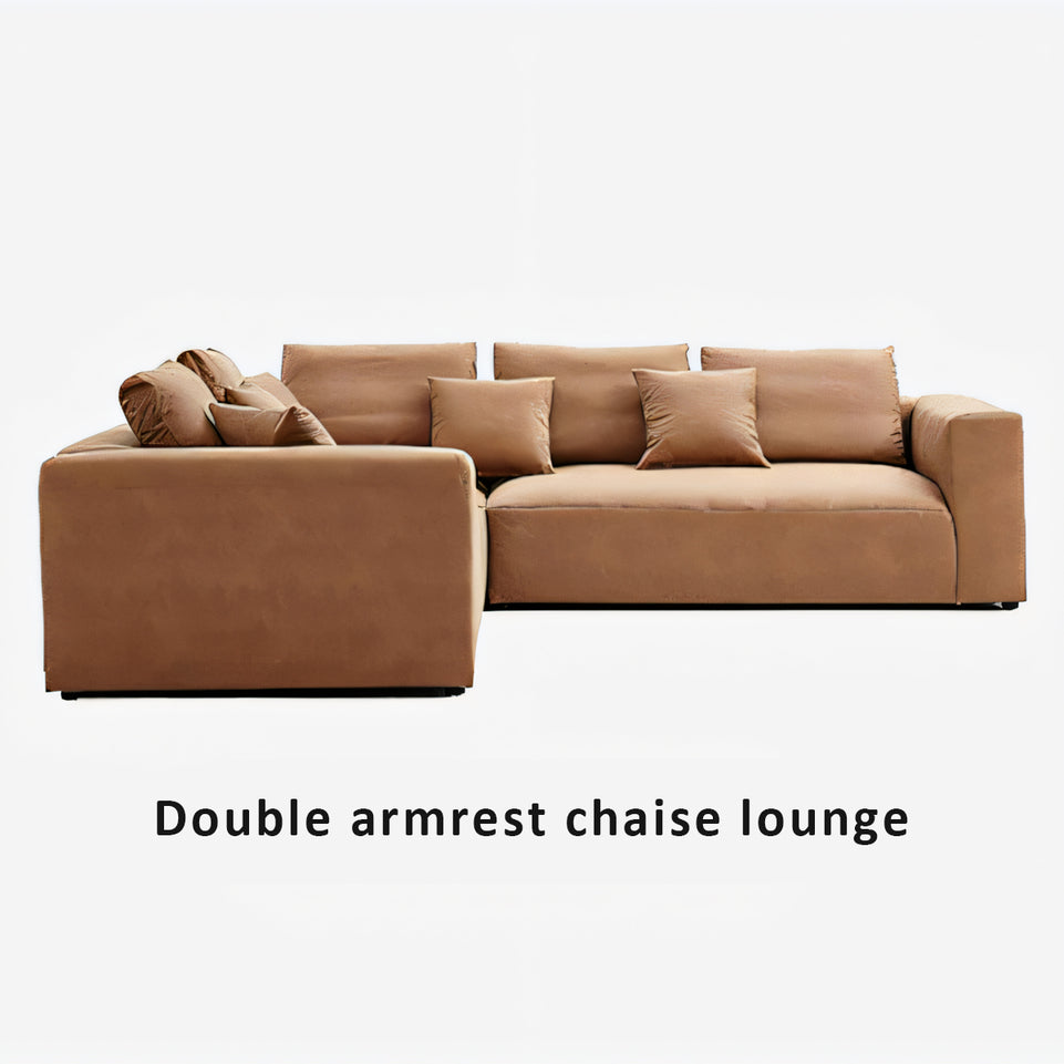 Italian Minimalist Tech Cloth Sectional Sofa Brown Chaise Lounge BSF-2005