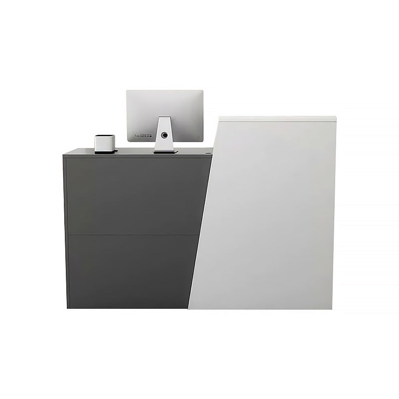 Color-Blocked Straight Reception Desk with Keyboard Tray and Lockable Drawer – Ideal for Clothing Stores and Salons JDT-102