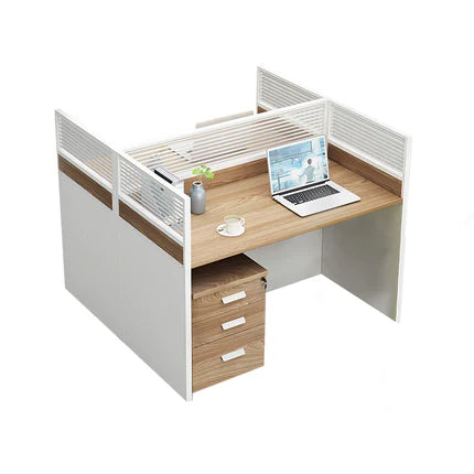 Modern L-Shaped Office Desk with Screen Divider for Employee Workstations BGZ-222