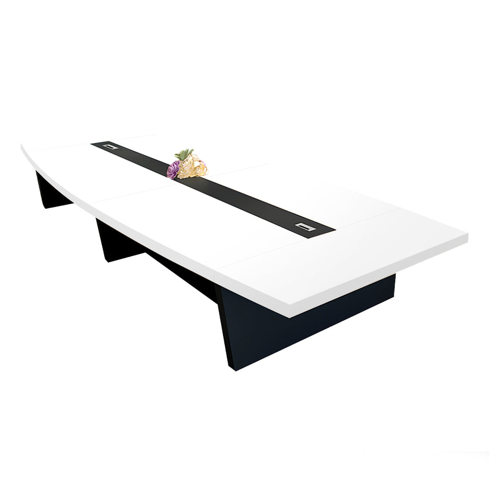 Modern Boat-Shaped Conference Table with Cable Management Ports HYZ-2034