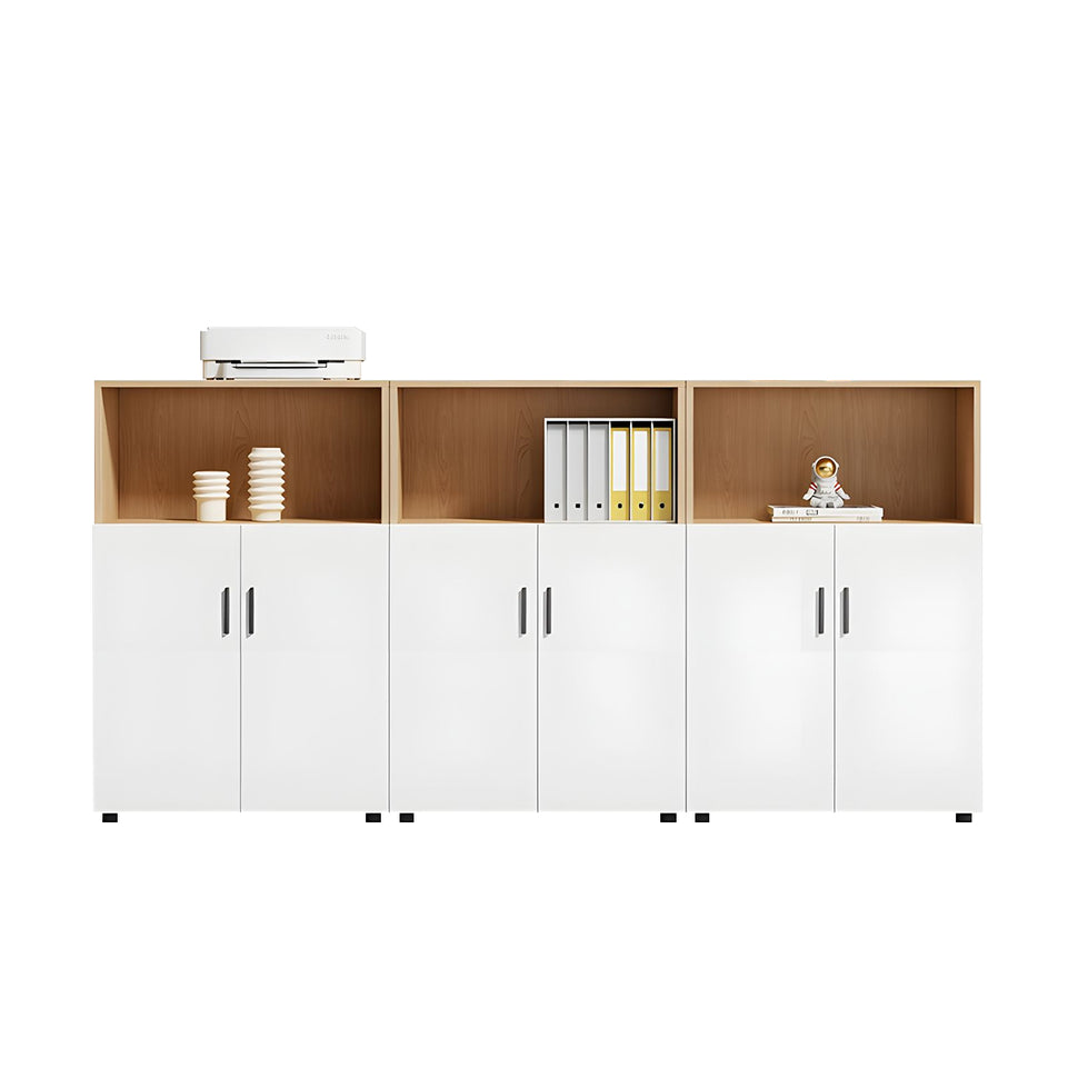 Modern Office Cabinet with Ample Storage, Wooden Floor-Standing Cabinet, Partitioned Storage, Quiet Hinges, and Sleek Aluminum Handles CWG-2174