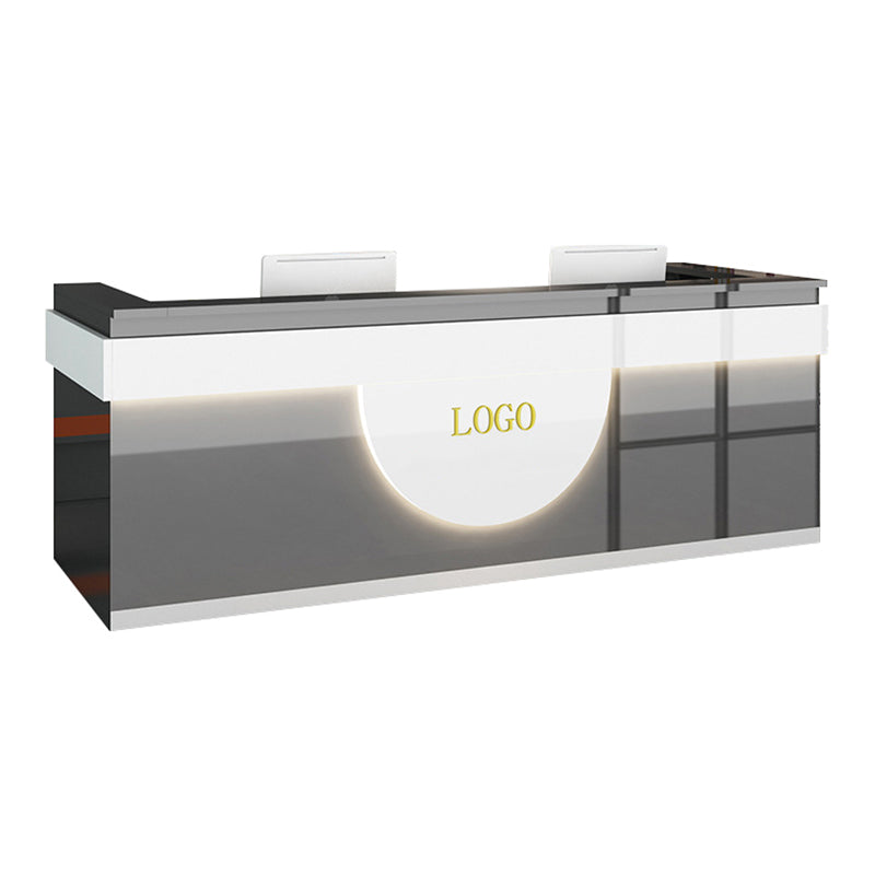 Color-Blocked Curved Straight Front Desk with Shelf and Lockable Drawers for Office JDT-10149