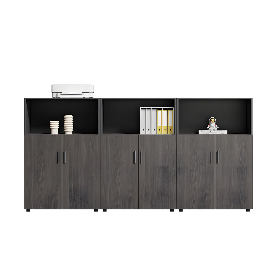 Modern Office Cabinet with Ample Storage, Wooden Floor-Standing Cabinet, Partitioned Storage, Quiet Hinges, and Sleek Aluminum Handles CWG-2174