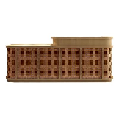 Vintage Minimalist Reception Desk Rattan Storage Keyboard Tray JDT-2295