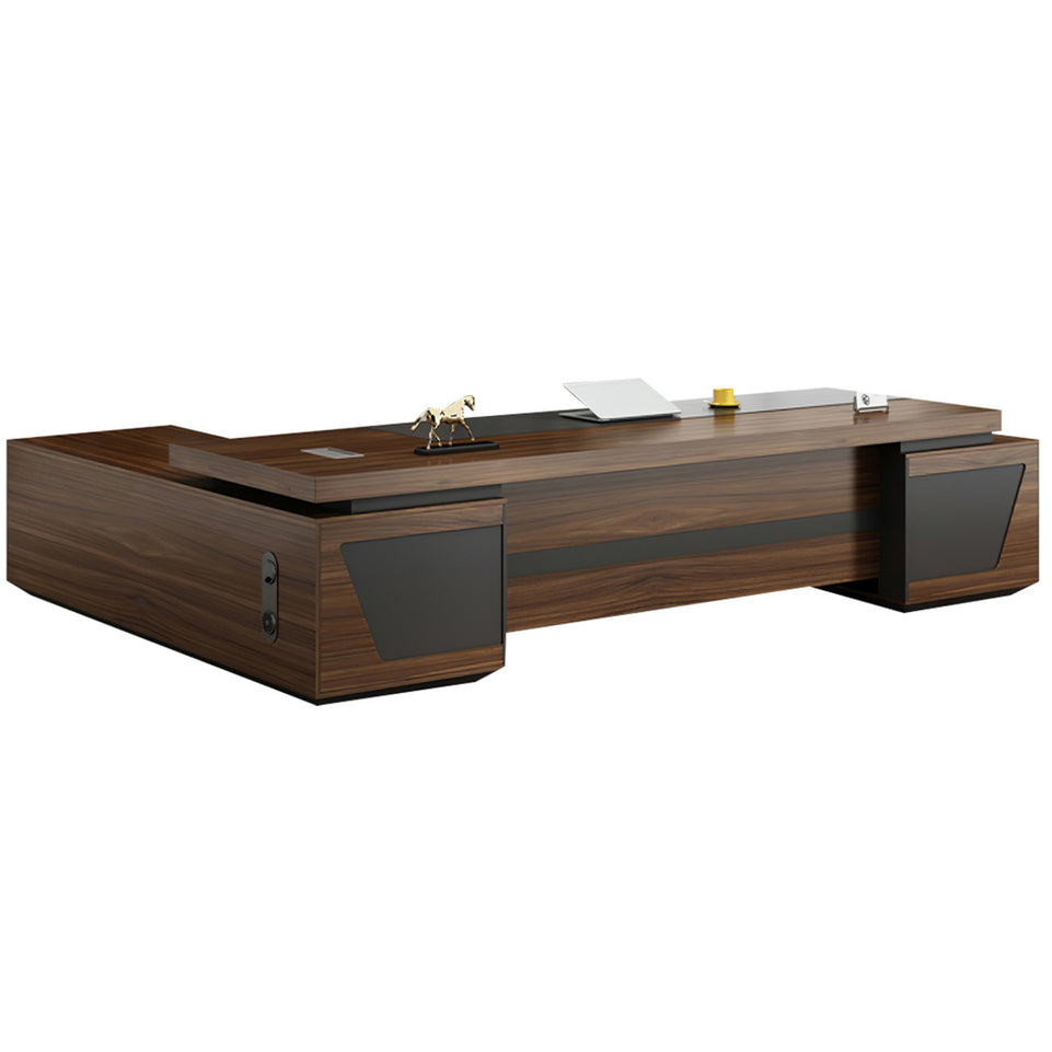 Modern L-Shaped Executive Desk with Drawers and Cabinet LBZ-2091