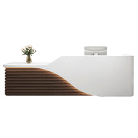 Modern Salon Reception Desk with Wood Grain Lattice Slat JDT-2144