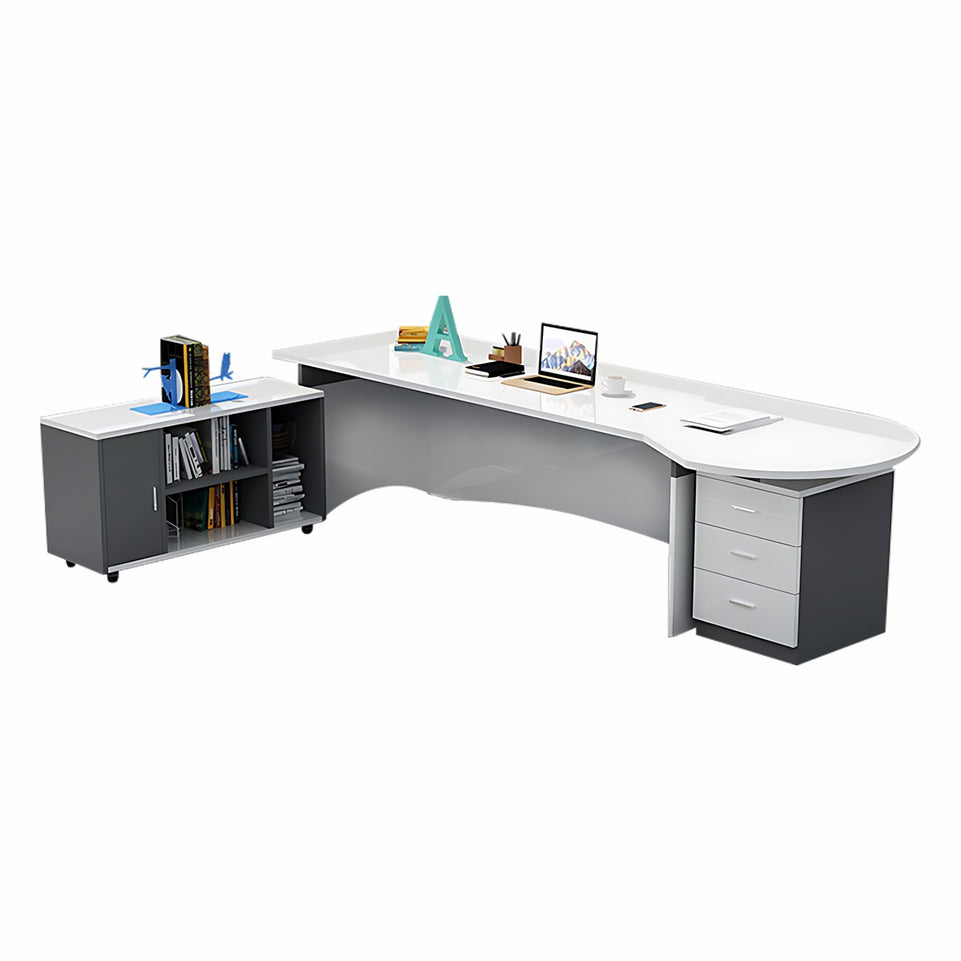 Simple Executive Desk with 3 Drawers and Rounded Corners LBZ-758-W（West Coast)