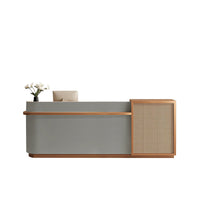 Natural Rattan Reception Desk Modern Office Furniture Storage Drawers JDT-2294