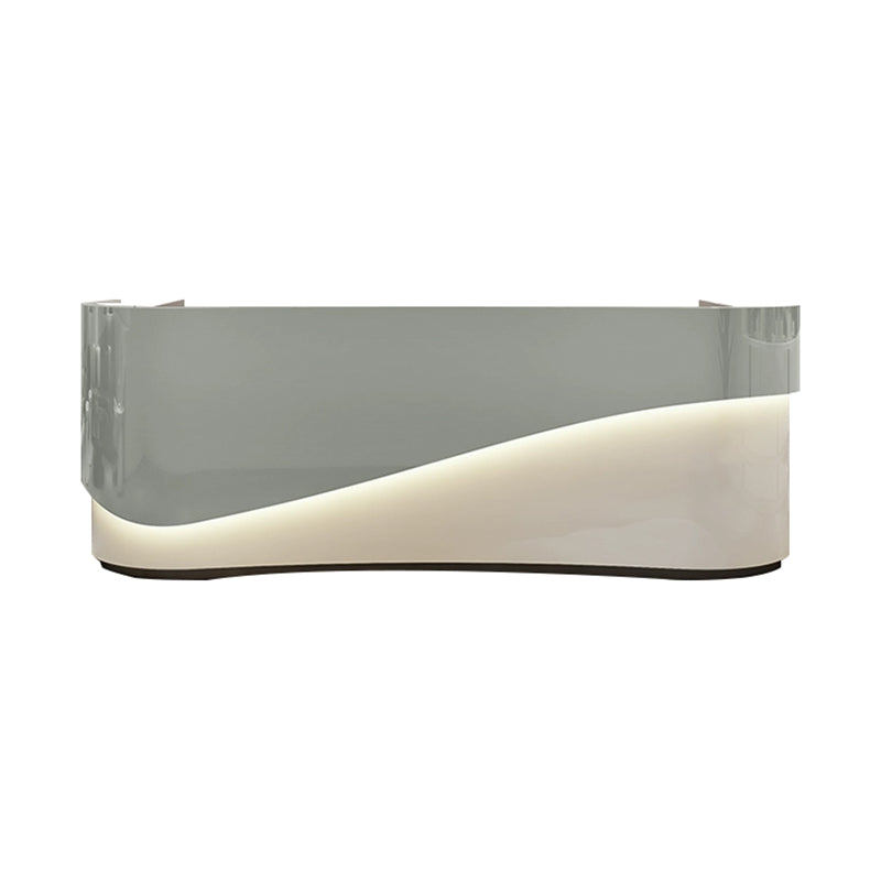 Color-Blocked Curved Reception Desk with Multiple Cabinets for Dance Studios JDT-10122